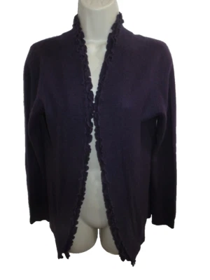 Cardigã Cynthia Rowley 100% Cashmere Roxo Frente Aberta Tamanho M - Imagem 1 de 4