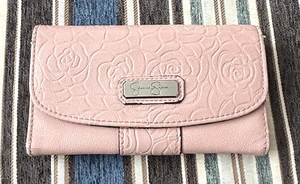 Jessica Simpson Floral-Etched Wallet w/Animal Print Inside Chic Pink/Rose Fair - Picture 1 of 8