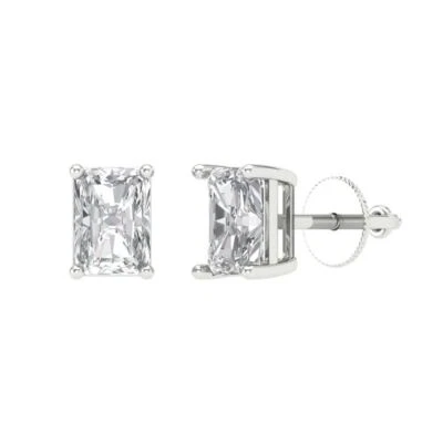 VVS1 Zirconia Diamond Stud Earrings, Screw back (1 cttw, 6x4mm, Emerald-Cut) - Image 1 of 4