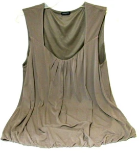 Blusa Top Colección Magaschoni L Blusa Taupe Escote Acanalado Sin Mangas - Imagen 1 de 4