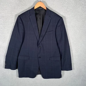 Z Zegna City Blazer Jacket IT 52L US 42 Navy Check Plaid 2 Button Sport Coat - Picture 1 of 12