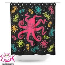 Sourpuss Shower Curtain Under The Sea Creatures Octopus Black NEW