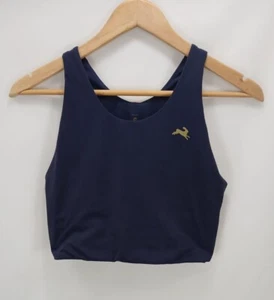 Tracksmith Sports Run Bra Cropped Top Navy Blue Rabbit Logo Womens S Activewear - Picture 1 of 8