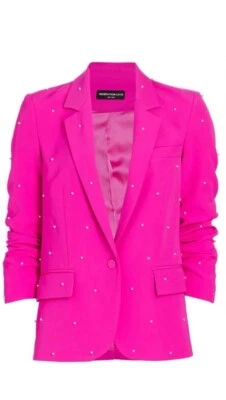 Generation Love, Nadia Faux Pearl-Embellished Blazer in Magenta, XS, MSRP $348+ - Image 1 of 4