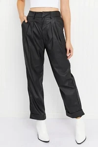 New Zenana Vegan Leather Pleated Pants with Cuff in black Size Medium. - Picture 1 of 7