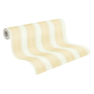 Papel pintado a rayas Profhome 765826-GU aspecto textil mate beige blanco 5,33 m2 - Imagen 1 de 5