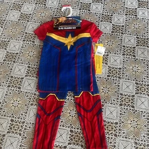 Marvel Captain America 3 PC Costume Short Sleeve Cotton Pajama Set girl Size 4 - Picture 1 of 9