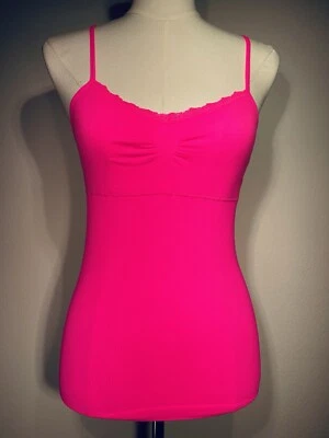 Y2K Tunic Stretch Bodycon Hot Pink Lace Trim Top Festival Women’s Size Small - Image 1 of 4