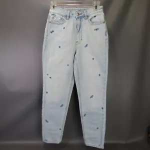 American Eagle Highest Rise Mom Jeans Women's Size 2 Regular Floral Denim - Picture 1 of 9