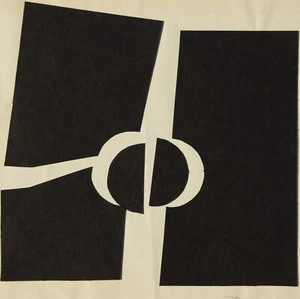 Sabine Ebel 1945-2015 Oldenburg / Collage Karton 1965 konstruktiv Kreis Rechteck - Bild 1 von 10