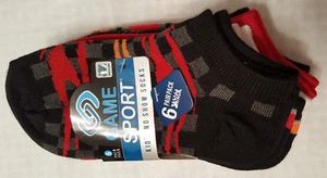Boys New Set of 6 No Show Socks: (Show Sz-9-5.5)--(Shoe Sz-6-10.5) - Picture 1 of 5