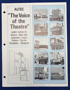 Vintage Altec Lansing Brochure - The Voice of the Theatre - Picture 1 of 1