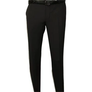 Pantalones de pavo MONO para hombre 100 % lana frente liso calce ajustado 2502-01 negros - Imagen 1 de 12