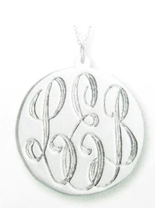 Special Order .925 Silver 3 Initial Monogram Hand Cut Necklace 38mm Diameter New - Picture 1 of 1