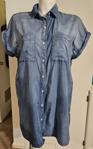 Zilcremo Chambray Denim Knee Length Button Down Dress - Sz 2XL - Bild 1 von 3