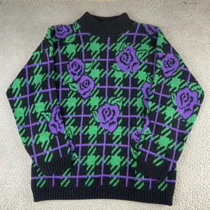 Vintage Adele Strick Pullover Damen M/L Bunt Rose Metallic Stehkragen 80er - Bild 1 von 13