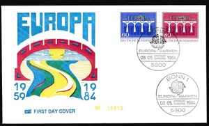 Germany FDC 1984 Michel 1210/11 EUROPA CEPT - Bridge, 25th Anniversary of C.E.PT - Picture 1 of 2