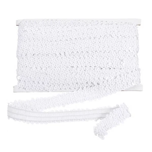 Lentejuelas elásticas de 10 yardas x 1,2 pulgadas con lentejuelas planas a rayas lentejuelas blancas - Imagen 1 de 7