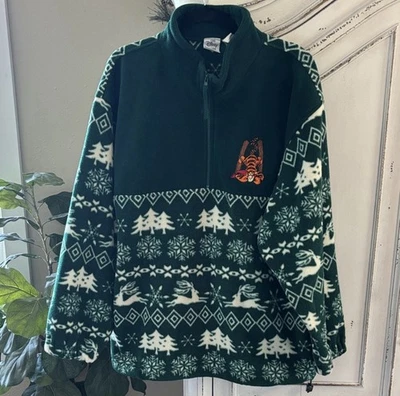 Disney Store винтажный тигр 1/4 молнии флис размер XL молнии карманы зеленый - Изображение 1 из 4