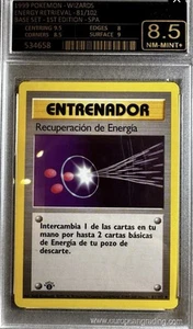 1999 Pokemon Base set Trainer First Edition 8.5 Spanish Recuperador De Energía - Imagen 1 de 2
