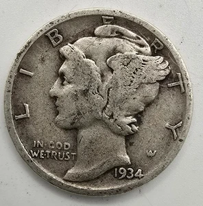 1934 D Small D Mercury Dime VF/XF You Grade It 90% Silver Type Coin EF Free Ship - Picture 1 of 5