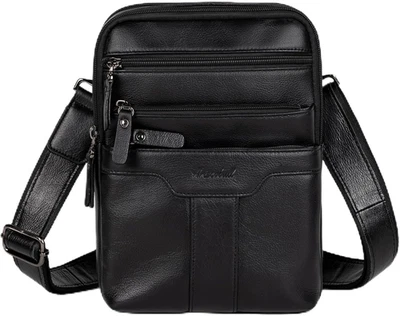 Leather Messenger Bag for Men Small Leather Sling Shoulder Bag Messenger Pack... - Image 1 of 4