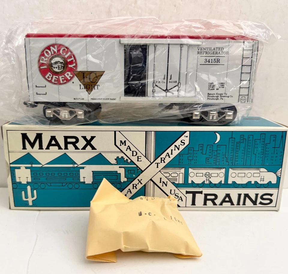 Nuevo Moderno Tren Marx 73415 Iron City Luz Cerveza Frigorífico Coche con Barriles y Caja Foto 1 de 4