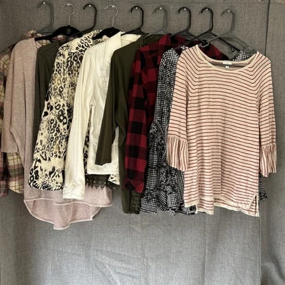 Lot Of 9 Women’s L/S Tops & Jackets Sz L/XL Name Brands Western Linen Wholesale - Image 1 of 4