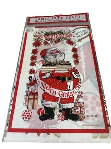 Vintage Christmas Santa Claus Plastic Door Cover Poster Panel 60" X 30" NEW - Picture 1 of 2