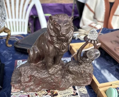 Repurposed Lion Lamp Statue - Image 1 of 4