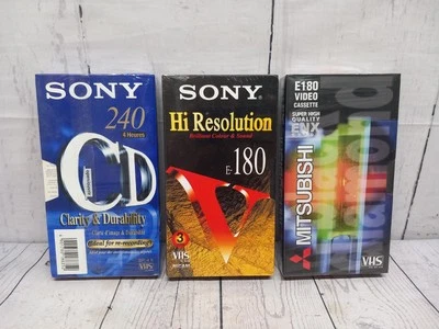 VHS Video Cassette Tapes 3x Sealed Sony  Mitsubishi 240 / 180 Hi resolution - Image 1 of 4