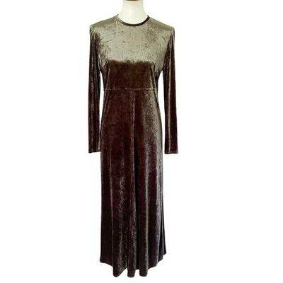 Maxi Vestido Vintage Años 90 Terciopelo Hecho en EE. UU. Rayón Poliéster Talla 10 Gótico Bruja Grunge Foto 1 de 4