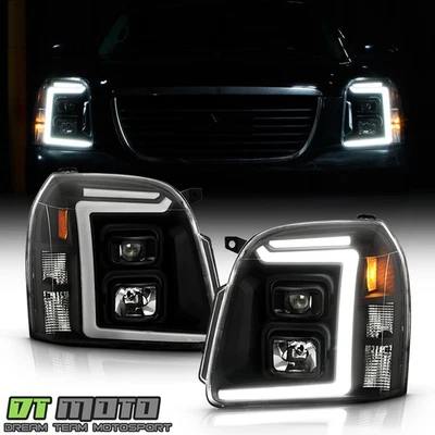 For 2007-2013 GMC Yukon Black Dual LED Tube Projector Headlights Headlamps Pair - Imagem 1 de 4