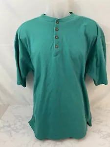 Vintage 80s 90s McGregor Short Sleeve Henley Shirt Mens XL Green Golf Tee F1 - Picture 1 of 5