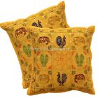 Cotton Throw Cushion Covers Ari Embroidered Ethnic Elephant Set Of 2 Pillowcase