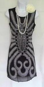 20er JAHRE STIL GATSBY VINTAGE LOOK CHARLESTON PAILLETTEN FLAPPER KLEID GRÖSSE 10/12 - Bild 1 von 9