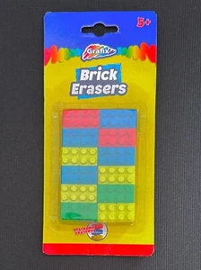 Rubber Erasers LEG0 STYLE Novelty Brick Shape Pack of 18 for School & Crafts - Picture 1 of 3