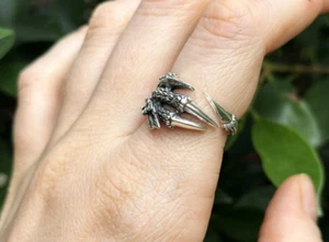 Dragon Claw Ring Solid 925 Sterling Silver Spiky Ring Dragons Claws Spike biker - Picture 1 of 15