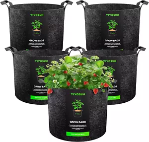 5-Pack 15 Gallon Plant Grow Bags, Heavy Duty Thickened Nonwoven Fabric P - Picture 1 of 12