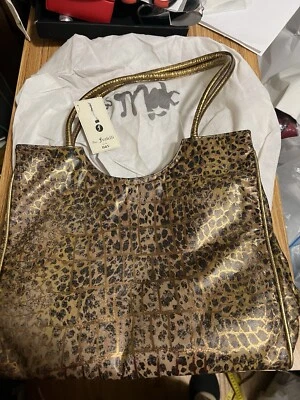 NUEVO CON ETIQUETAS RARO DUE FRATELLI Dorado con Cuero Negro Bolso de Hombro Bolso de Mano Canadá Foto 1 de 4