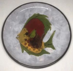 Rare Assiette Signée Le Brescon Décor Poisson 🐟 Vallauris Vintage D 25 Cm N13 - Imagen 1 de 10