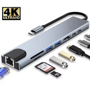 USB Type C Hub Ethernet Multiport Adapter For MacBook Pro/Air iPad Pro Laptop US - Afbeelding 1 van 6