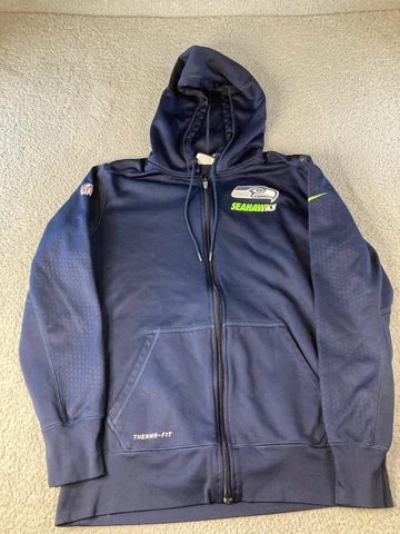Sweattle Seahawks Sweater Nike Mens Large On Field Dri-Fit Full Zip Hoodie Cover