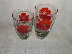Vintage, Swanky Swigs, rote Blume, 10 Oz & 16 Oz, Gläser - (2) - Bild 1 von 4