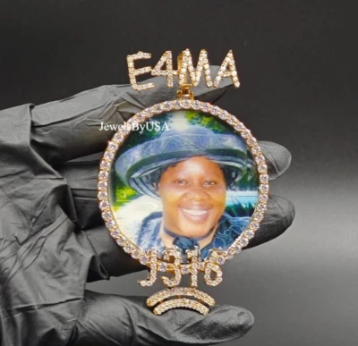 PRESENTE GRÁTIS Simulado Diamante FEITO SOB MEDIDA Masculino Próprio Imagem Memoreble Pingente de Prata - Imagem 1 de 4