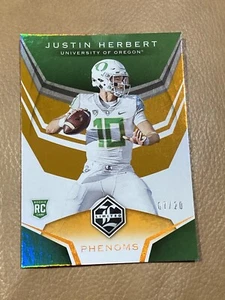 2020 Panini Chronicles Limited JUSTIN HERBERT MIRROR ORANGE /20 N0n Auto - Picture 1 of 4
