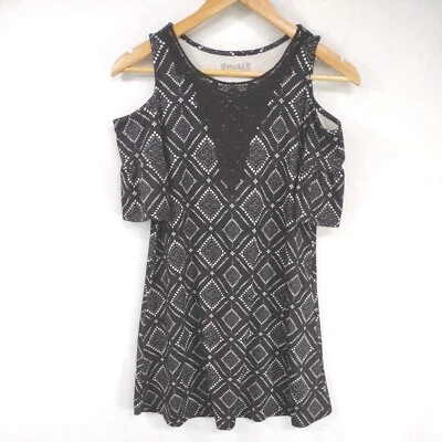 Vestido Mudd Niñas 12 Floral Manga Volantes Hombro Frío Encaje Apliques Negro Foto 1 de 4