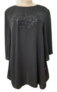 OCTAVIA 3/4 Sleeve Round Neck Maternity Tunic Length Top, Lace/Embroidery Size M - Picture 1 of 9
