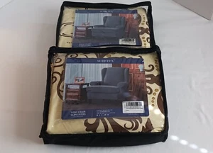 Set Of 2 SUBRTEX 2-PIECE STRETCH SOFT SPANDEX WING BACK CHAIR SLIPCOVER~Coffee - Picture 1 of 15