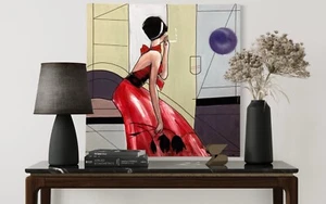 Modern abstract painting of Black tulips. Canvas 80 x 80 cm. - Picture 1 of 4